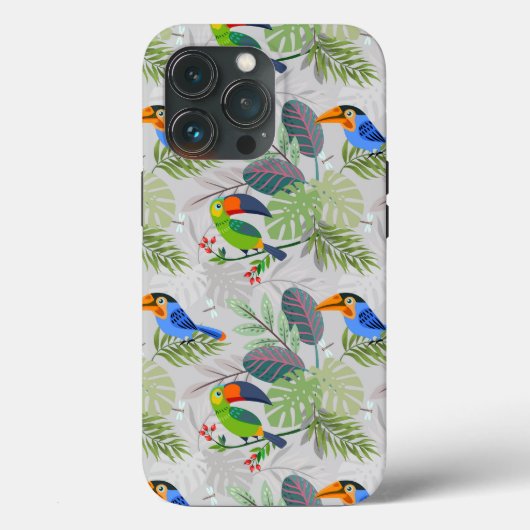 かわいいオウムの鳥、Everybirdyパターン、水彩画 Case-Mate iPhoneケース (裏面)