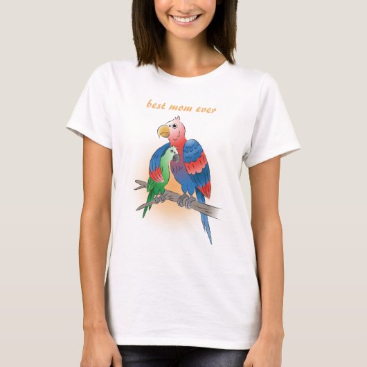かわいいオウム ハッピー母の日 Tシャツ (正面)