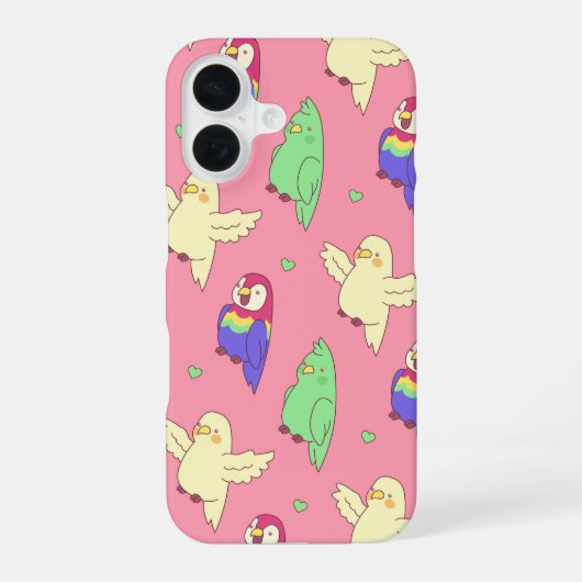 かわいいオウム iPhone 16ケース (裏面)