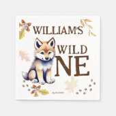 かわいいオオカミのカブワイルドワンウッドランバースデーパーティー スタンダードカクテルナプキン (正面)