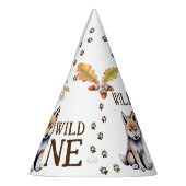 かわいいオオカミのカブワイルドワンウッドランバースデーパーティー パーティーハット (左)