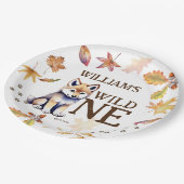 かわいいオオカミのカブワイルドワンウッドランバースデーパーティー ペーパープレート (アングル)