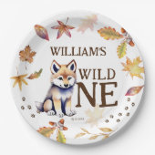 かわいいオオカミのカブワイルドワンウッドランバースデーパーティー ペーパープレート (正面)
