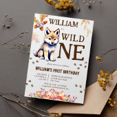 かわいいオオカミのカブワイルドワンウッドランバースデーパーティー 招待状