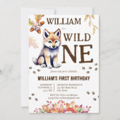 かわいいオオカミのカブワイルドワンウッドランバースデーパーティー 招待状 (正面)