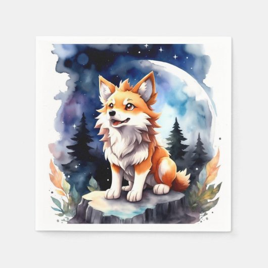 かわいいオオカミのパップベビーシャワー スタンダードカクテルナプキン (正面)