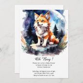 かわいいオオカミのパップベビーシャワー 招待状 (正面/裏面)