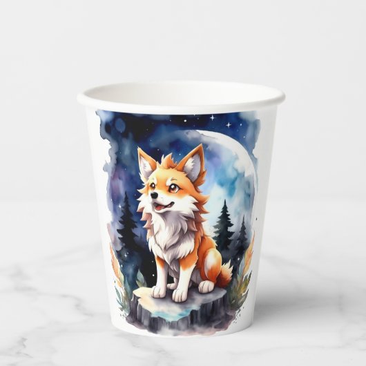 かわいいオオカミのパップベビーシャワー 紙コップ (正面)