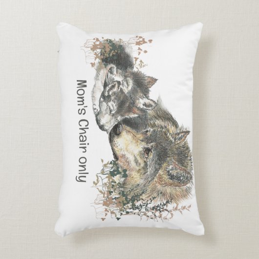 かわいいオオカミの母と「ママの椅子だけ」 アクセントクッション (正面(垂直))