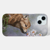 かわいいオオカミ子犬のくんくんかぐ花の花 Case-Mate iPhoneケース (裏面 (横))
