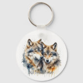 かわいいオオカミ最高のの友達永遠に、BFF。 キーホルダー (裏面)