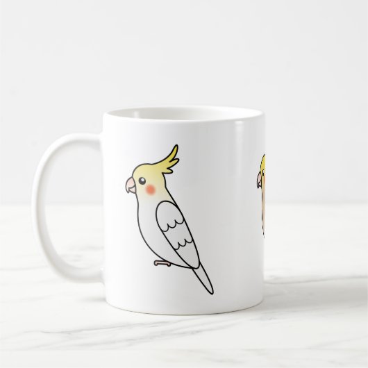 かわいいオカメインコのキャラクター3羽 コーヒーマグカップ (左)