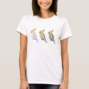 かわいいオカメインコのキャラクター3羽 Tシャツ