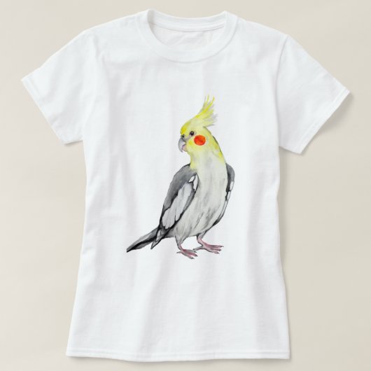 かわいいオカメインコの水彩画 Tシャツ (デザイン正面)