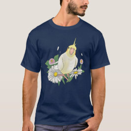 かわいいオカメインコの花のイラスト Tシャツ