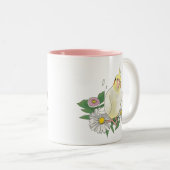 かわいいオカメインコの花柄 ツートーンマグカップ (正面右)