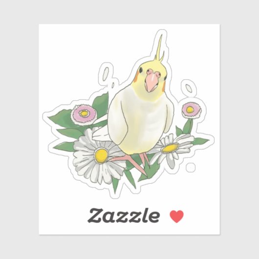 かわいいオカメインコの花 シール (シート)