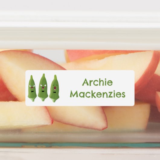 かわいいオクラ野菜の漫画パーソナライズされた ラベル (貼付)