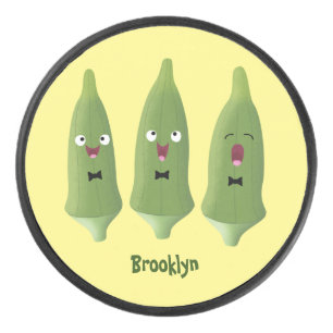 かわいいオクラ野菜の漫画 アイスホッケーパック