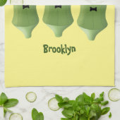 かわいいオクラ野菜の漫画 キッチンタオル (折り畳み)