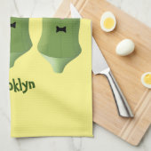 かわいいオクラ野菜の漫画 キッチンタオル (四つ折り)