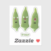 かわいいオクラ野菜の漫画 シール (シート)