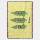 かわいいオクラ野菜の漫画 スローブランケット (正面縦)