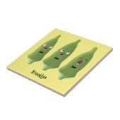 かわいいオクラ野菜の漫画 タイル (側面)