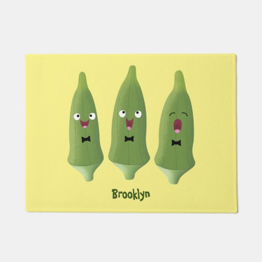 かわいいオクラ野菜の漫画 ドアマット (正面)