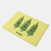 かわいいオクラ野菜の漫画 ドアマット (アングル)