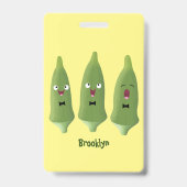 かわいいオクラ野菜の漫画 バッジ (裏面)