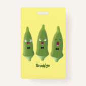 かわいいオクラ野菜の漫画 バッジ (裏面)