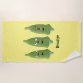 かわいいオクラ野菜の漫画 ビーチタオル (正面)