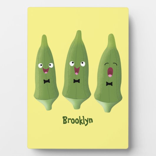 かわいいオクラ野菜の漫画 フォトプラーク (正面)