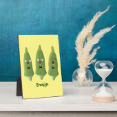 かわいいオクラ野菜の漫画 フォトプラーク (側面)