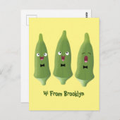 かわいいオクラ野菜の漫画 ポストカード (正面/裏面)