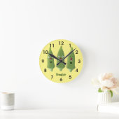 かわいいオクラ野菜の漫画 ラウンド壁時計 (ホーム)