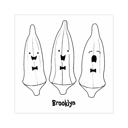 かわいいオクラ野菜の漫画 ラバースタンプ (インプリント)