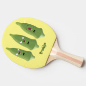 かわいいオクラ野菜の漫画 卓球ラケット (横)