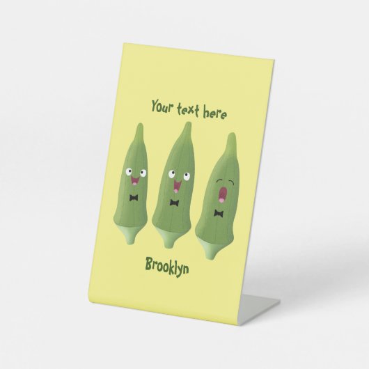 かわいいオクラ野菜の漫画 台座サイン (正面)