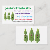 かわいいオクラ野菜の漫画 名刺 (正面/裏面)