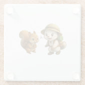 かわいいオコジョとリス - オコジョと仲間たち ガラスコースター (裏面)