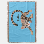 かわいいオセロットのかわいいイラスト スローブランケット (正面縦)