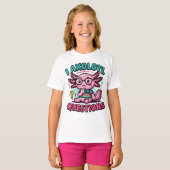かわいいオタクのウーパールーパー I ウーパールーパーの疑問符のミーム Tシャツ (正面フル)