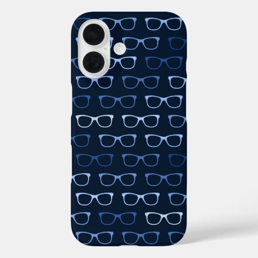 かわいいオタク系のネイビーブルーヒップスター眼鏡パターン Case-Mate iPhoneケース (裏面)