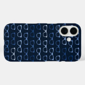かわいいオタク系のネイビーブルーヒップスター眼鏡パターン Case-Mate iPhoneケース (裏面 (横))