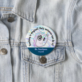 かわいいオタク系のユニコーン教えのステートメントボタン 缶バッジ