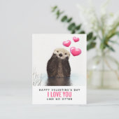 かわいいオッターとハートバレンタインデー シーズンカード (スタンド正面)