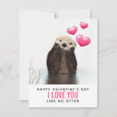 かわいいオッターとハートバレンタインデー シーズンカード (正面)