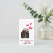 かわいいオッターとハートバレンタインデー 名刺 (スタンド正面)